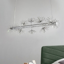 10 Heads Dandelion Island Ceiling Light Contemporary Crystal Hanging Pendant Light in Chrome for Kitchen