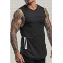 Retro Mens Tank Top Contrasted Zipper Embellished Round Neck Slim Fitted Sleeveless Tank Top