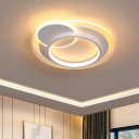Rounded Ceiling Light Fixture Nordic Metal LED White Flush Mount Lamp in Warm/White Light, 16.5