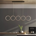 Rings Metallic Island Lighting Nordic LED Black Hanging Ceiling Light in Warm/White Light, 39