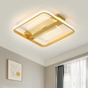 Acrylic Square Ceiling Mounted Fixture Nordic LED Gold Flush Mount Lamp in Warm/White Light, 16.5