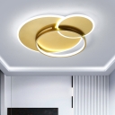 Circular Flush Mount Modernist Metallic LED Gold Flushmount Lighting in Warm/White Light, 18