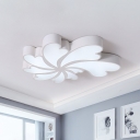 Floral Drawing Room Flush Mount Acrylic LED Minimalism Ceiling Light Fixture in White