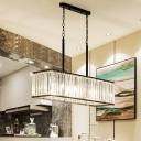 Cuboid Kitchen Dinette Island Pendant Modern Clear Crystal 5-Light Black Hanging Lamp Kit