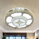 Stainless Steel Petals LED Flushmount Contemporary Crystal Bedroom Flush Ceiling Light Fixture