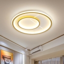 Round Living Room Flush Mount Lamp Metal LED Modern Flush Ceiling Light in Gold, Warm/White Light