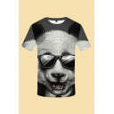 Mens 3D T-Shirt Casual Dog Glasses Printed Slim Fit Short Sleeve Round Neck T-Shirt