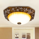 Dome Ribbed Glass Ceiling Flush Mount Retro Dining Room 14