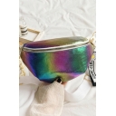 New Stylish Colorful Sequin Rainbow Pattern Zipper Crossbody Belt Bag 23*9*14 CM