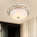3 Heads Frosted Glass Ceiling Lighting Rural Style White/Brass Dome Living Room Flushmount, 11
