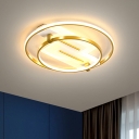 Metallic Dual rings Flush Mount Lamp Modernist 18