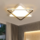 Triangle Ceiling Flush Mount Modern Metal LED Black-White Flushmount Lighting in Warm/White Light, 18