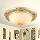 Ribbed Glass Cap Shaped Ceiling Light Vintage 12.5