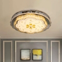 Modern Floral Flush Light Fixture Crystal-Encrusted LED Close to Ceiling Lamp in Stainless Steel