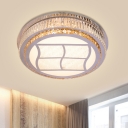 Round/Square Crystal Flush Light Simple Style Foyer LED Flush Ceiling Light Fixture in Stainless Steel, 19.5