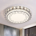 Flower/Cloud Pattern Crystal Flush Mount Simplicity Bedroom LED Flush Ceiling Light in Stainless Steel