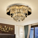 Tier Flower Crystal LED Flushmount Modernist Bedroom Flush Ceiling Light Fixture in Chrome