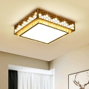 Square LED Flush Mount Ceiling Fixture Modern Beveled Glass Sleeping Room Close to Ceiling Lamp in White