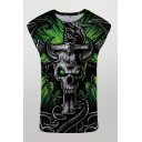 Casual 3D Tank Top Skull Chain Dragon Pattern Sleeveless Crew Neck Fitted Tank Top for Men