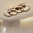 Stacked 4-Ring Semi Flush Mount Simplicity Metallic LED Black Ceiling Light (The customization will be 7 days)