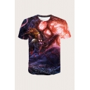 Mens 3D T-Shirt Trendy Monster Lightning Raindrop Fire Printed Crew Neck Short Sleeve Regular Fitted T-Shirt