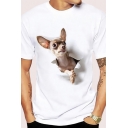 Mens Trendy Tee Top Animal Chihuahua Torn Paper Pattern Slim Fitted Short-sleeved Round Neck Top Tee