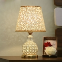 Cut Crystal Globe Nightstand Light Contemporary Silver/Gold LED Table Lamp with Barrel Shade