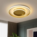 Round Flush Mount Light Modernist Metallic LED Gold Flushmount Lighting in Warm/White/3 Color Light