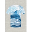 Mens 3D T-Shirt Creative Penguin Water Drop Printed Slim Fit Short Sleeve Round Neck T-Shirt