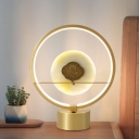 Halo Ring Metal Night Table Lamp Simplicity Gold Finish LED Desk Light for Bedside