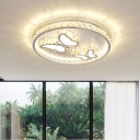 Butterfly/Loving Heart Flush Mount Light Modern Crystal Block White LED Ceiling Light Fixture for Sitting Room