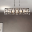 Clear Crystal Drum Ceiling Pendant Contemporary 8 Bulbs Black Island Lighting with Radial Design
