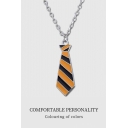 Street Striped Printed Tie Shaped Titanium Steel Necklace in Yellow