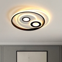 Black Round Flush Mount Fixture Modernism LED Metallic Flush Ceiling Light in Warm/White Light, 16.5