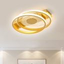 Rings Ceiling Light Fixture Modernist Metallic LED Gold Flush Mount in Warm/White Light, 16.5