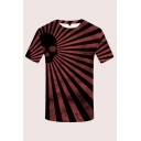 Chic Mens 3D Tee Top Striped Skull Pattern Round Neck Slim Fit Short Sleeve Tee Top