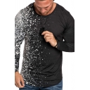 Cool Mens T-Shirt Splash Ink Dots Pattern Crew Neck Regular Fit Long Sleeve Tee Top