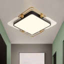Contemporary Rectangular Ceiling Mounted Light Metallic 16.5