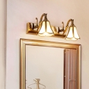 Gold 2/3/4 Heads Vanity Wall Light Vintage Cone Wall Sconce with Scalloped Trim for Bathroom