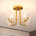 Shell Semi Flush Mount Chandelier Modern Faceted Crystal Panels 4 Lights Gold Ceiling Mounted Fixture