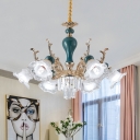 Blue Blossom Hanging Chandelier Modern Style 6/8-Light Clear Crystal Pendant Lighting for Parlor