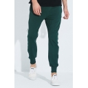 Chic Jogger Pants Tape Pocket Drawstring Cuffed Mid Rise Regular Fit Ankle Length Jogger Pants for Men