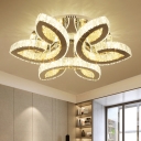 Leaf LED Ceiling Mounted Light Modern Beveled Glass Stainless-Steel Semi Flush Light Fixture