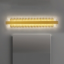 Clear Crystal Glass Rectangle Wall Lamp Contemporary LED Vanity Sconce Light in Gold for Bathroom