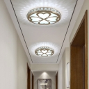 Inlaid Crystal Clear Flush Light Clover Pattern Modern LED Flush Mount Ceiling Fixture, Warm/White/Multicolored Light