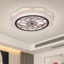 Blossom Porch Flushmount Light Crystal LED Modernist Ceiling Lighting in White with Plum Blossom/Sunflower/Star Pattern