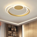 Gold Circle Flush Mount Lamp Modern LED Metallic Flush Ceiling Light Fixture in Warm/White Light, 16.5