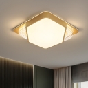 Square/Rectangle Flush Mount Modernist Metal LED Gold Flush Ceiling Light in Warm/White Light, 18