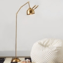 Domed Floor Lamp Nordic Style Metallic Single Head Gold Stand Up Light with Rabbit Ear Design