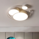 Metallic Ground Shaped Flushmount Contemporary LED White Flush Ceiling Light Fixture in Warm/White/3 Color Light